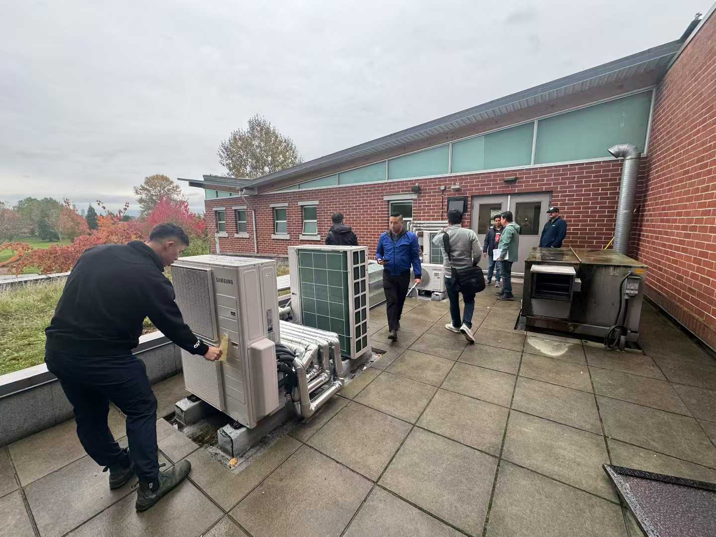 Exterior HVAC multi-split equipment at Richmond Hamilton Fire Hall